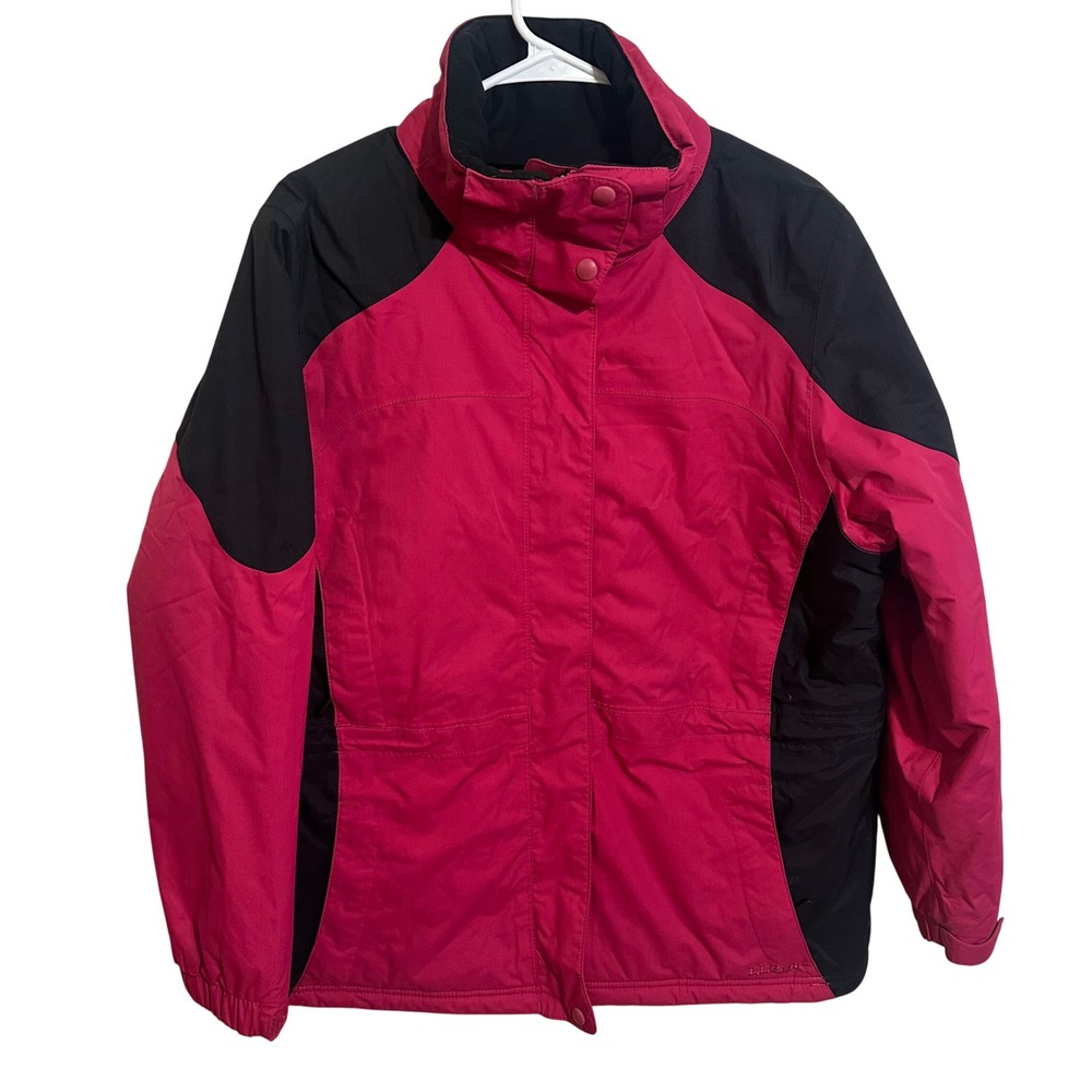 L.L. Bean Wildcat Jacket Womens Large Pink Black Zip Outdoor Insulated‎ 258987